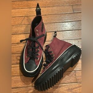 Women's CONVERSE Run Star Hike Platform Ox Bordeaux Gold Regal Size 8.5